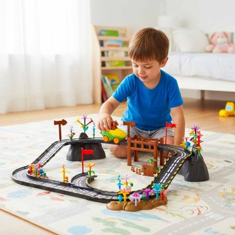 Klocki magnetyczne tor wyścigowy samochodowy 1 pojazd świecący 153 elementy