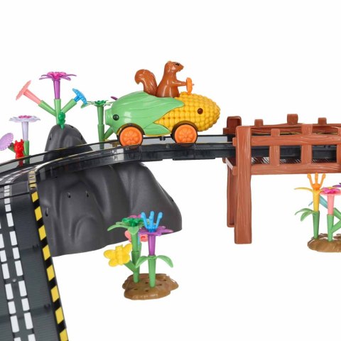 Klocki magnetyczne tor wyścigowy samochodowy 2 pojazdy świecące 310 elementów