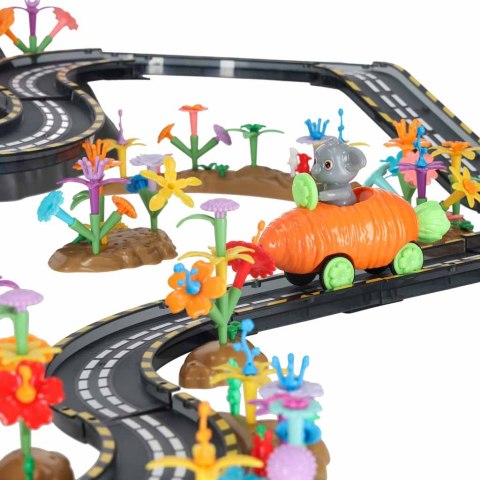 Klocki magnetyczne tor wyścigowy samochodowy 2 pojazdy świecące 310 elementów