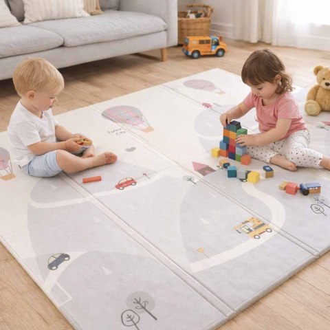 Mata edukacyjna piankowa dwustronna składana 150x200cm balony ulica