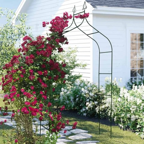 Pergola ogrodowa LUARO metalowa łuk z grotami na róże kwiaty pnącza 265 cm