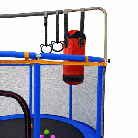 Trampolina dla dzieci ogrodowa siatka piłki koszykówka 155cm niebieska