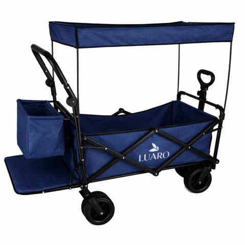 Wózek transportowy LUARO plażowy składany z daszkiem i siatką 120l granatowy