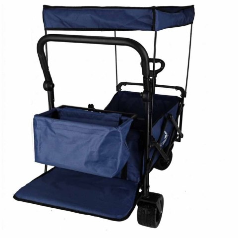 Wózek transportowy LUARO plażowy składany z daszkiem i siatką 120l granatowy