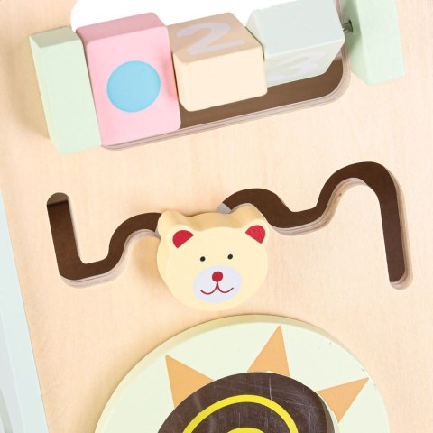 Pchacz dla dziecka chodzik drewniany z liczydłem niebieski