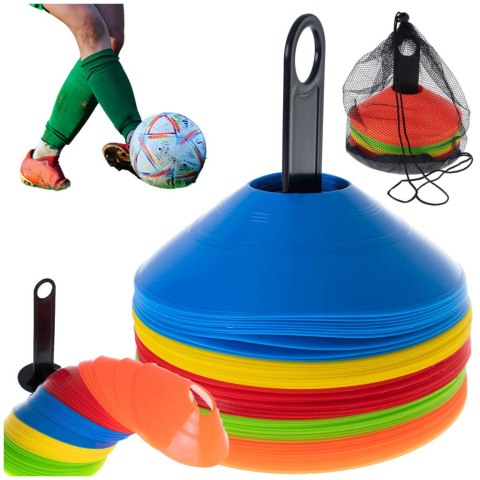 Pachołki treningowe piłkarskie grzybki talerzyki zestaw 50 sztuk