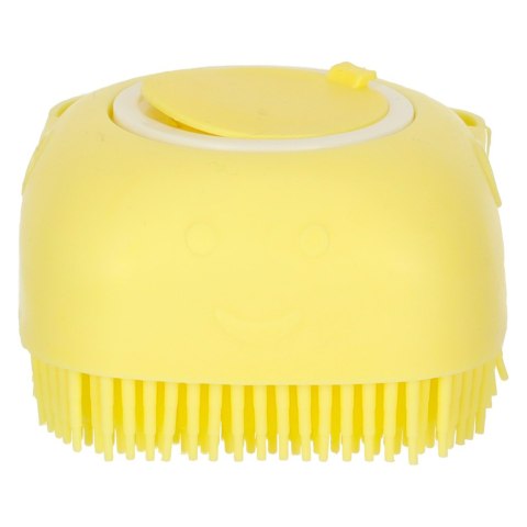 Szczotka silikonowa czyścik myjka do mycia psów kotów z dozownikiem żółta