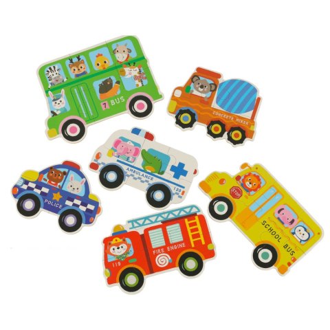 Puzzle dla dzieci układanka w puszce pojazdy 30 puzzli 6 obrazków