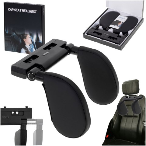 Zagłówek samochodowy poduszka podróżna oparcie na głowę szyje do samochodu regulowane czarny