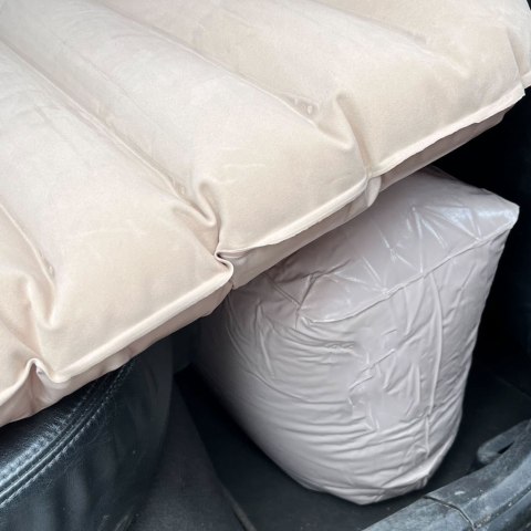 Materac łóżko do samochodu auta dmuchany pompka 130cm x 80cm beżowy