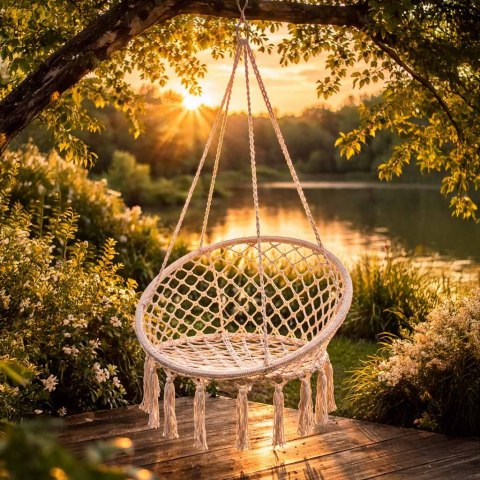 Huśtawka LUARO fotel bocianie gniazdo ecru 80cm 150kg