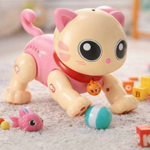 Kot kotek interaktywny zdalnie sterowany na pilota RC robot skacze różowy