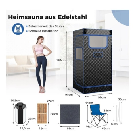 COSTWAY Przenośna sauna parowa do domu