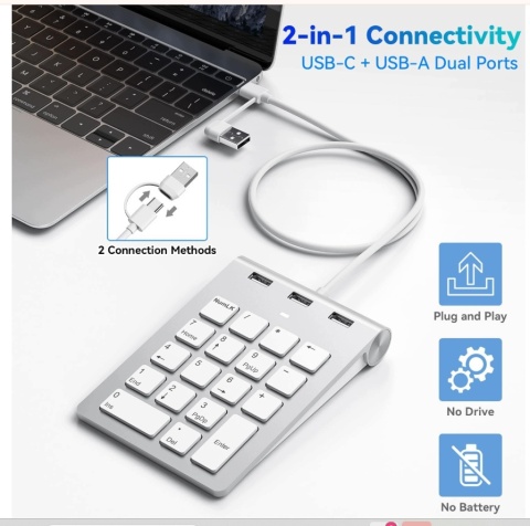 Klawiatura numeryczna z hub usb