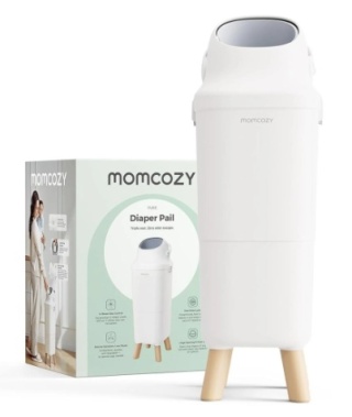Pojemnik na pieluchy Momcozy z 3 przegrodami, szczelnym zamknięciem i okienkiem