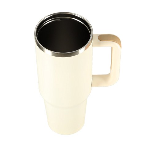 Kubek termiczny ze słomką i uchwytem termos 1200ml kremowy