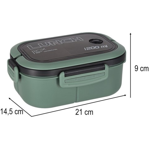 Lunch box śniadaniówka pudełko śniadaniowe z przegródkami dzielone 1200ml zielone