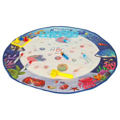 Mata wodna do malowania rysowania wodą mazaki pieczątki szablony wałek okrągła 80cm wodny świat