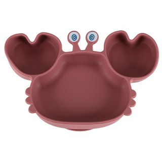 Naczynia silikonowe dla dzieci niemowląt krab zestaw 9 elementów ciemny róż