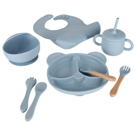 Naczynia silikonowe dla dzieci zestaw 8 elementów niebieski