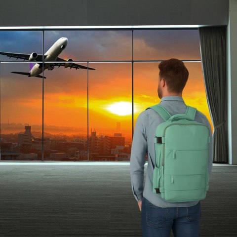 Plecak turystyczny kabinowy podróżny bagaż podręczny zielony 45x30 cm