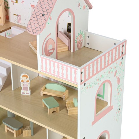 Domek dla lalek drewniany LULILO Peonio 70cm LED róż