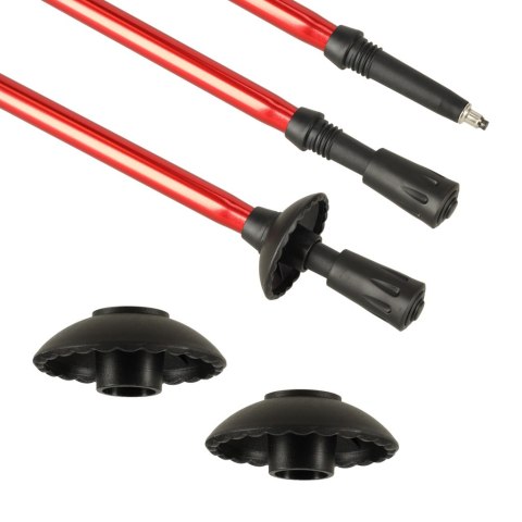 Kijki kije trekkingowe składane spacerowe do chodzenia nakładki 2 sztuki czerwone