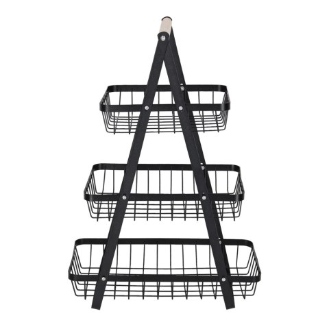 Kosz na owoce i warzywa piętrowy patera trzypoziomowa metal drewno