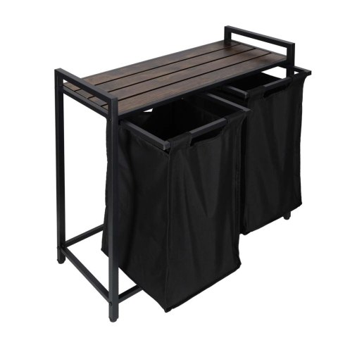 Kosz na pranie bieliznę 2 komory z półką blatem pojemnik loft 80l