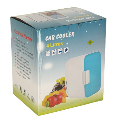 Lodówka turystyczna elektryczna samochodowa mini na jedzenie kosmetyki grzanie chłodzenie 2w1 3,4L biała