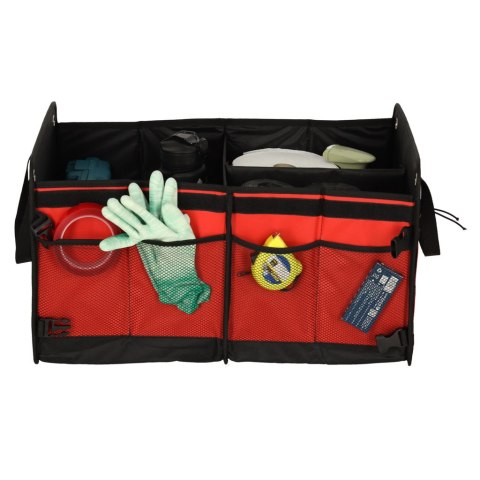 Organizer do bagażnika auta 56L XXL wzmocniony składany z klapą czarno-czerwony