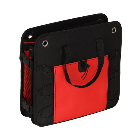 Organizer do bagażnika auta 56L XXL wzmocniony składany z klapą czarno-czerwony