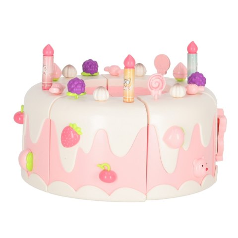 Tort urodzinowy piętrowy do krojenia na rzepy muzyka światła kuchnia 16 elementów różowy