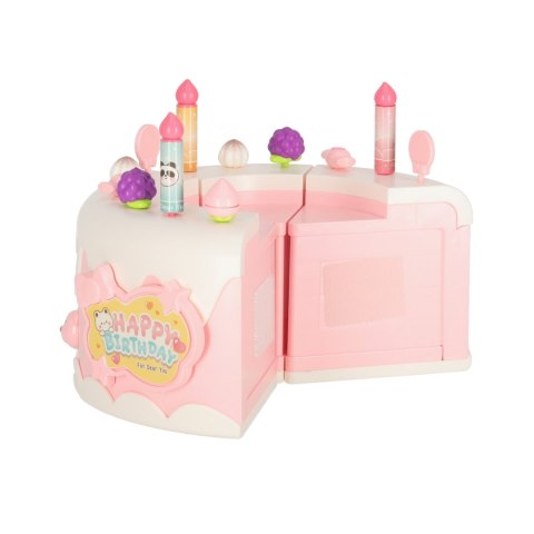 Tort urodzinowy piętrowy do krojenia na rzepy muzyka światła kuchnia 16 elementów różowy