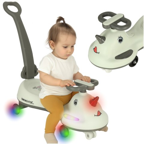 Jeździk grawitacyjny LED Swing FIX S1 skuter z rączką szary max 65kg