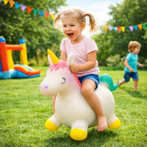 Skoczek dla dzieci do skakania z pompką gumowy jednorożec
