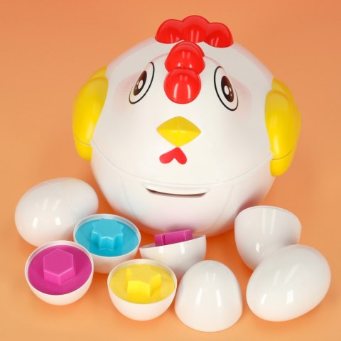 Układanka edukacyjna dopasuj kształty jajka 12 szt. kura