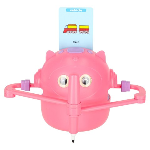 Zabawka interaktywna robot nauka rysowania fiszki kolorowe mazaki różowy