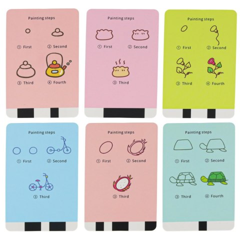 Zabawka interaktywna robot nauka rysowania fiszki kolorowe mazaki różowy