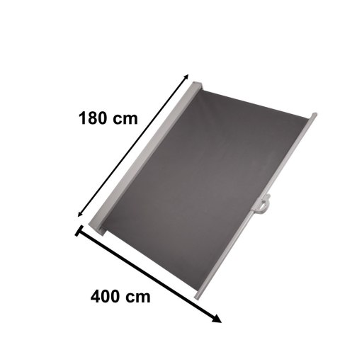 Markiza boczna tarasowa LUARO parawan zwijany 180 x 400 cm szary