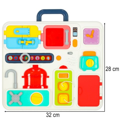 Tablica manipulacyjna sensoryczna montessori kuchnia zegar światło dźwięk