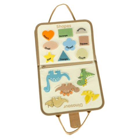 Tablica manipulacyjna sensoryczna montessori walizka dinozaury