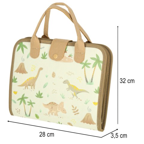 Tablica manipulacyjna sensoryczna montessori walizka dinozaury
