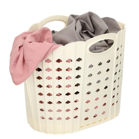 Kosz na zakupy pranie składany organizer łazienkowy z uchwytem kremowy