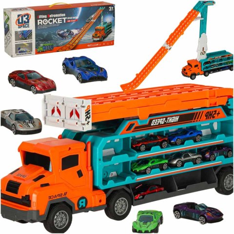 Samochód laweta transporter tor zjeżdżalnia dla samochodów pomarańczowy