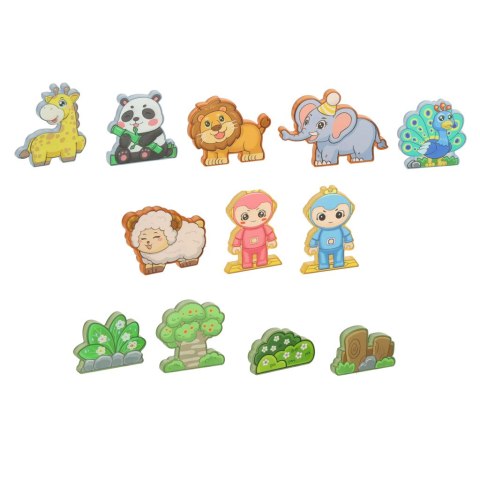 Klocki magnetyczne konstrukcyjne świecące zwierzęta 124 elementy