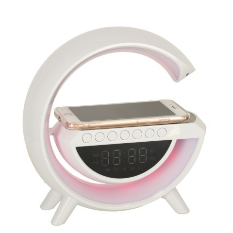 Lampka LED Gamingowa RGB głośnik ładowarka indukcyjna radio budzik zegar