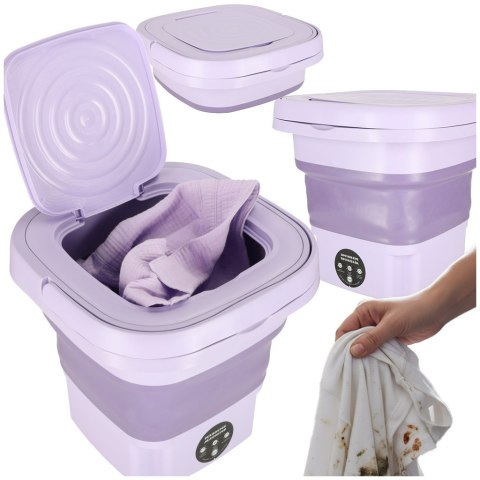 Pralka automatyczna turystyczna mini składana przenośna 8L fioletowa