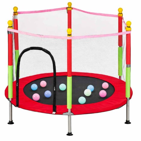 Trampolina do domu ogrodu dla dzieci siatka piłki 140cm 55inch czerwona