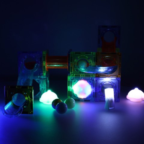 Klocki magnetyczne konstrukcyjne marble tor kulkowy świecący 49 elementów